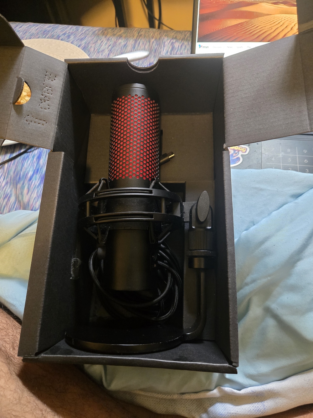 Hype Red and Black Mesh Studio Microphone with Shock Mount